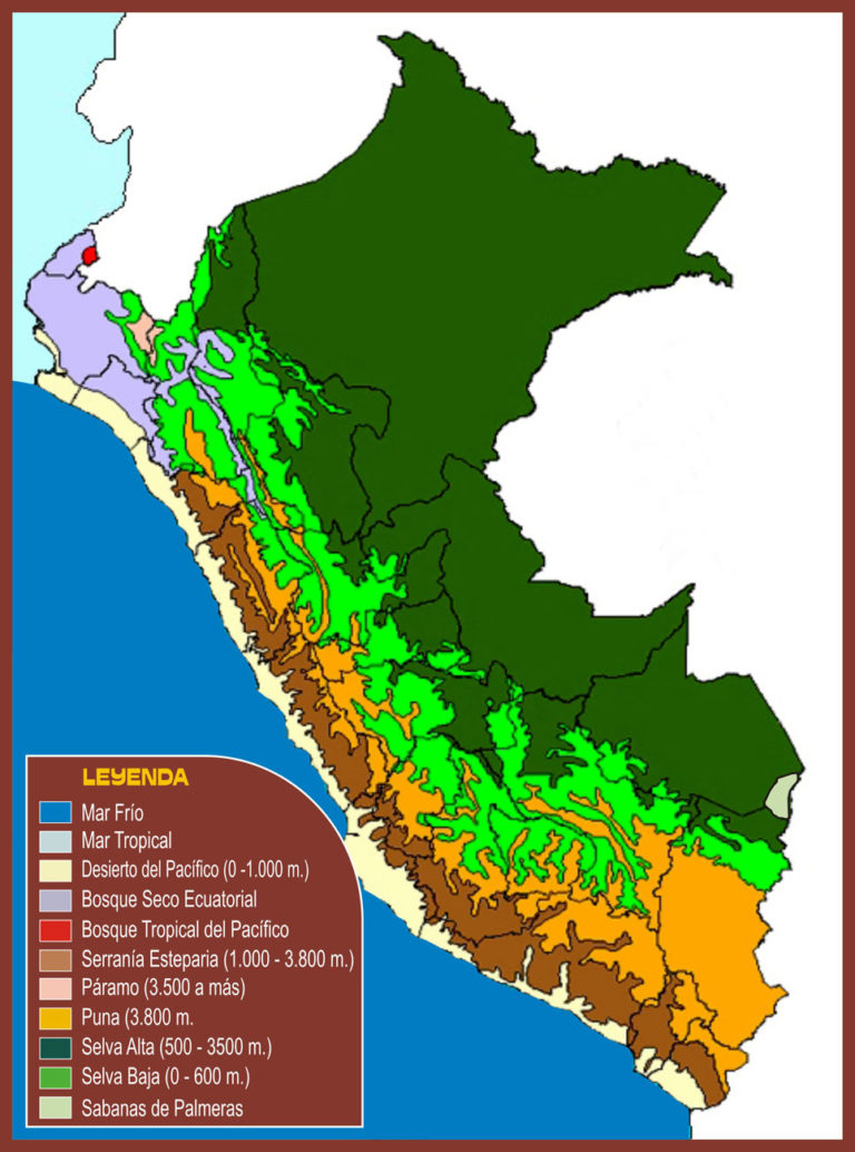 Mapa del Perú Político Regiones Departamentos Relieve para