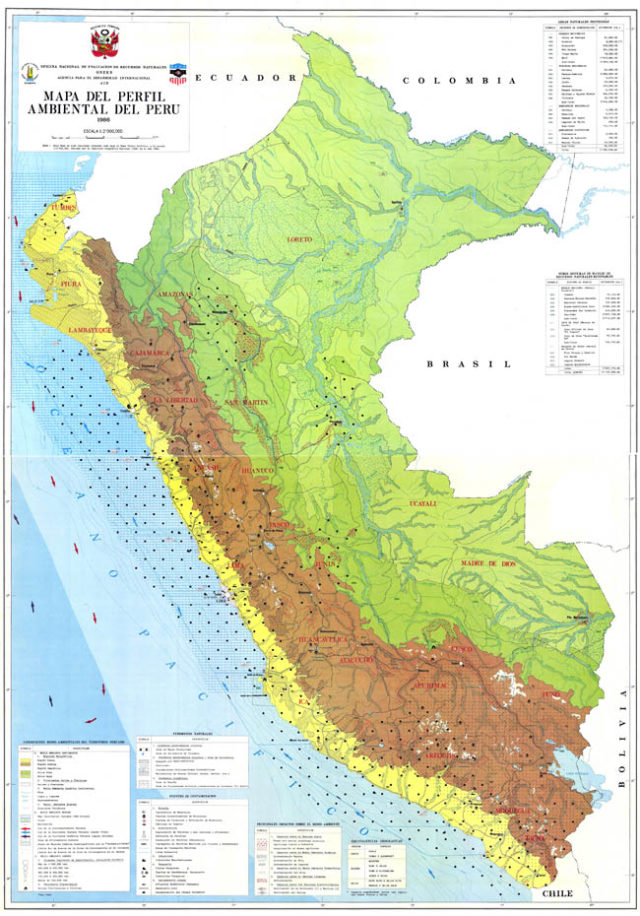 Mapa del Perú Político Regiones Departamentos Relieve para