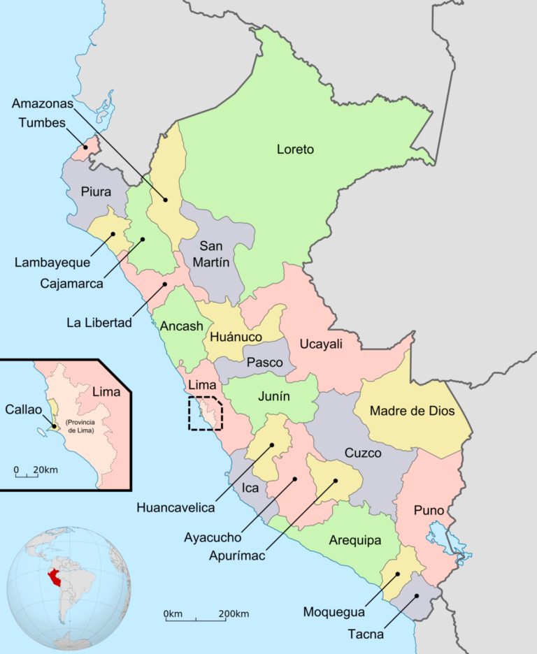 Mapa Del Per Pol Tico Regiones Departamentos Relieve Para