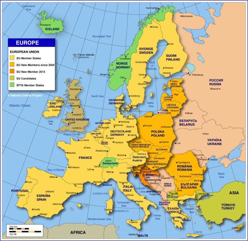 Mapa De Europa Paises Y Capitales