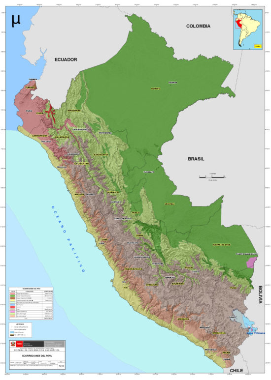 Mapa del Perú Político Regiones Departamentos Relieve para