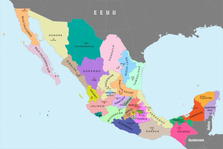 Mapa De México Con Nombres Capitales Y Estados Imágenes Totales 7482