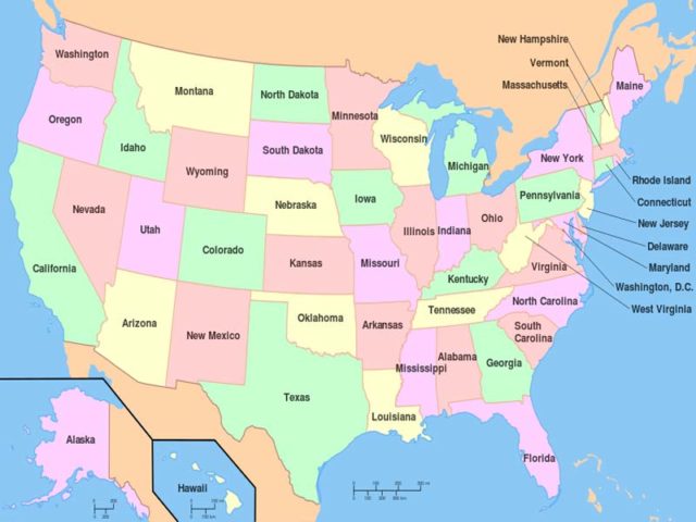 Mapa de Estados Unidos con Nombres, Capitales, Estados, para Colorear ...