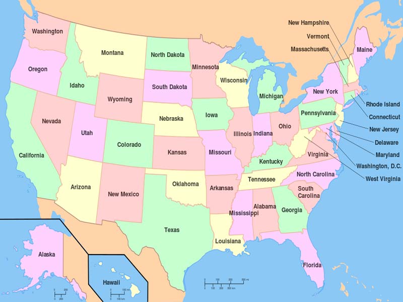 Mapa De Los Estados De Los Estados Unidos