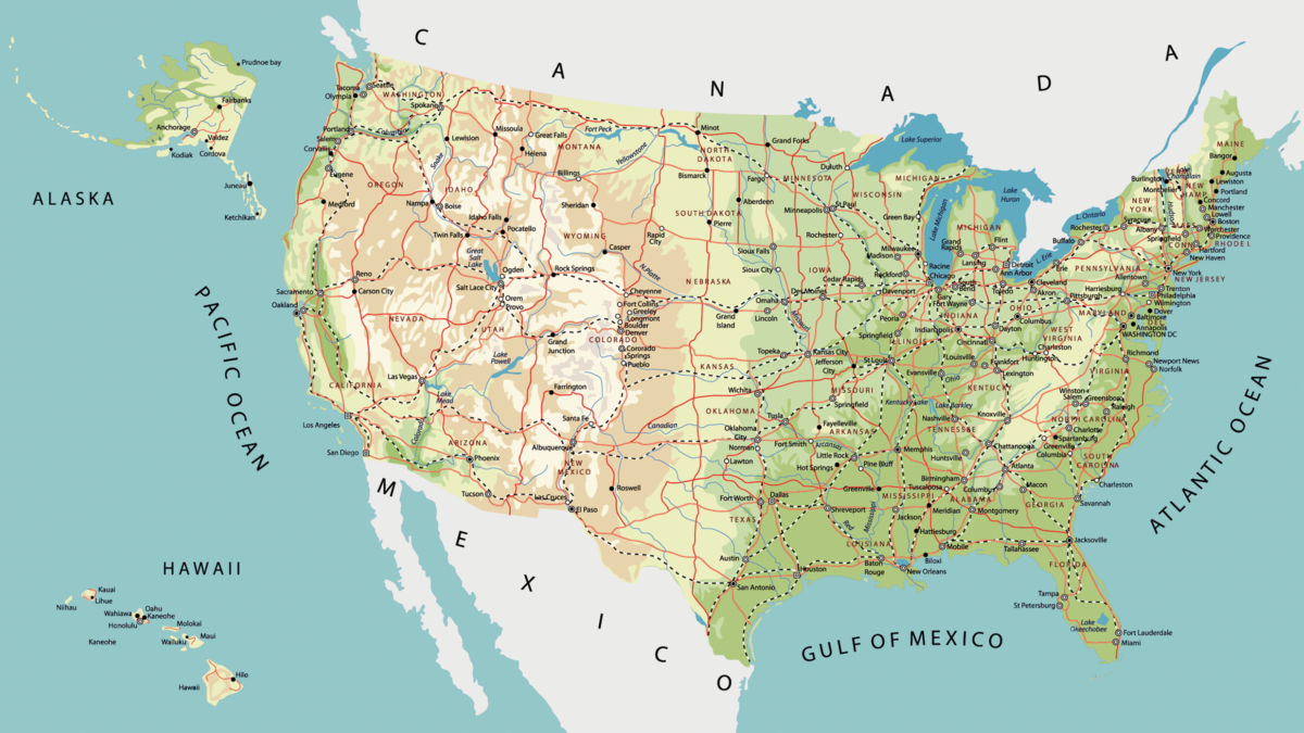 Mapa de Estados Unidos con Nombres, Capitales, Estados, para Colorear |  Imágenes Totales