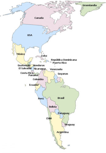 Mapa De América Político Regiones Relieve Para Colorear Imágenes Totales 0847