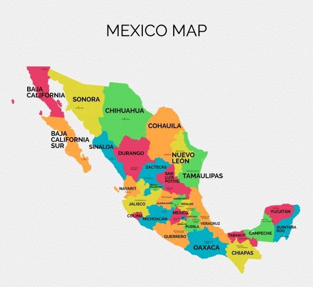 Mapas de MÉXICO con nombres, ciudades, estados, capitales, carreteras,  satelital, turístico | Imágenes Totales