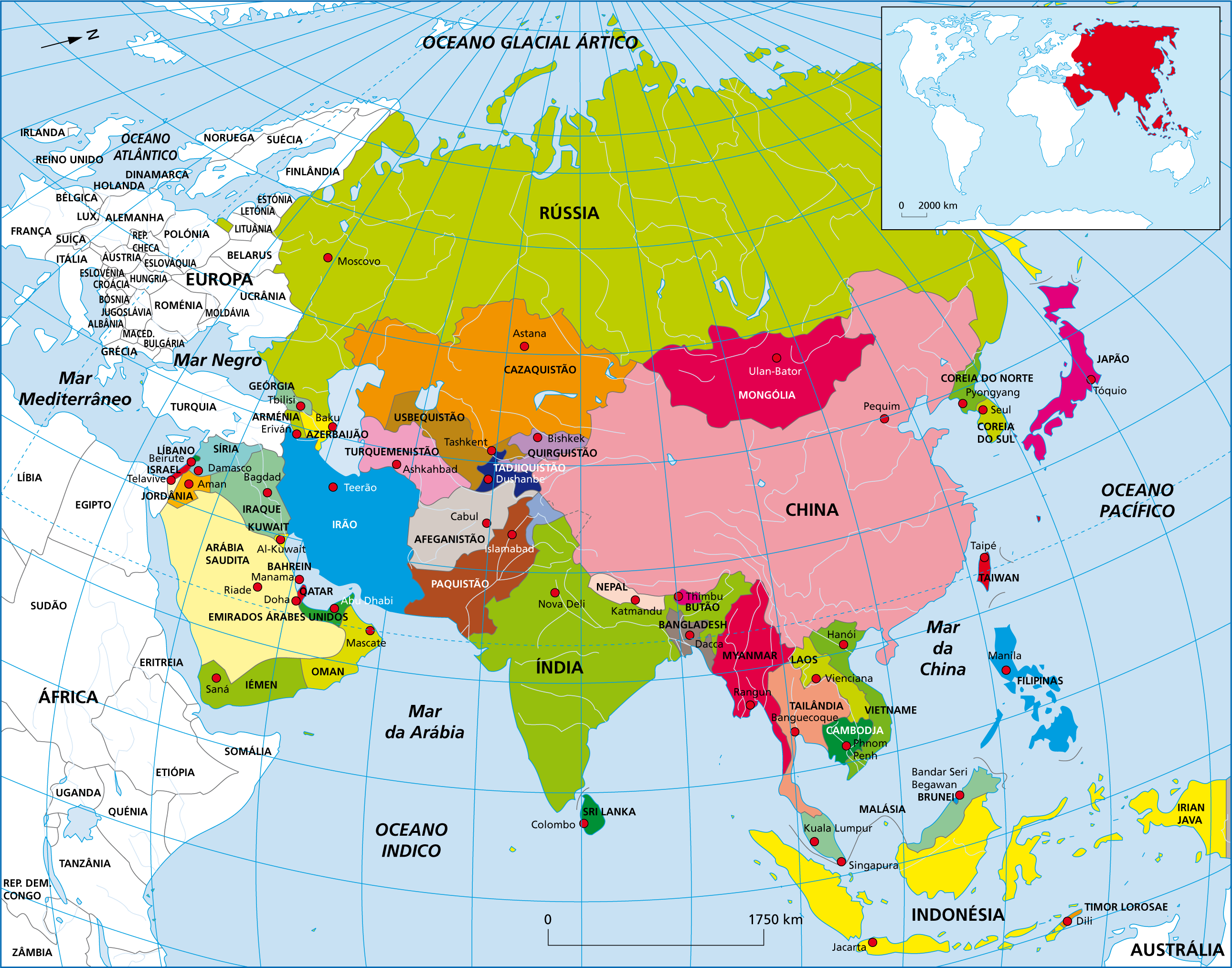 Mapa De Asia Politico Regiones Relieve Para Colorear Imagenes Totales