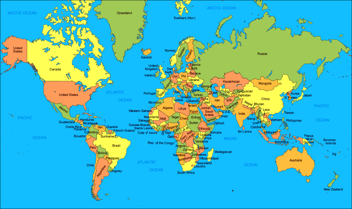 ▷【 Mapa de continentes 】» Con Nombres, Mudo, En blanco