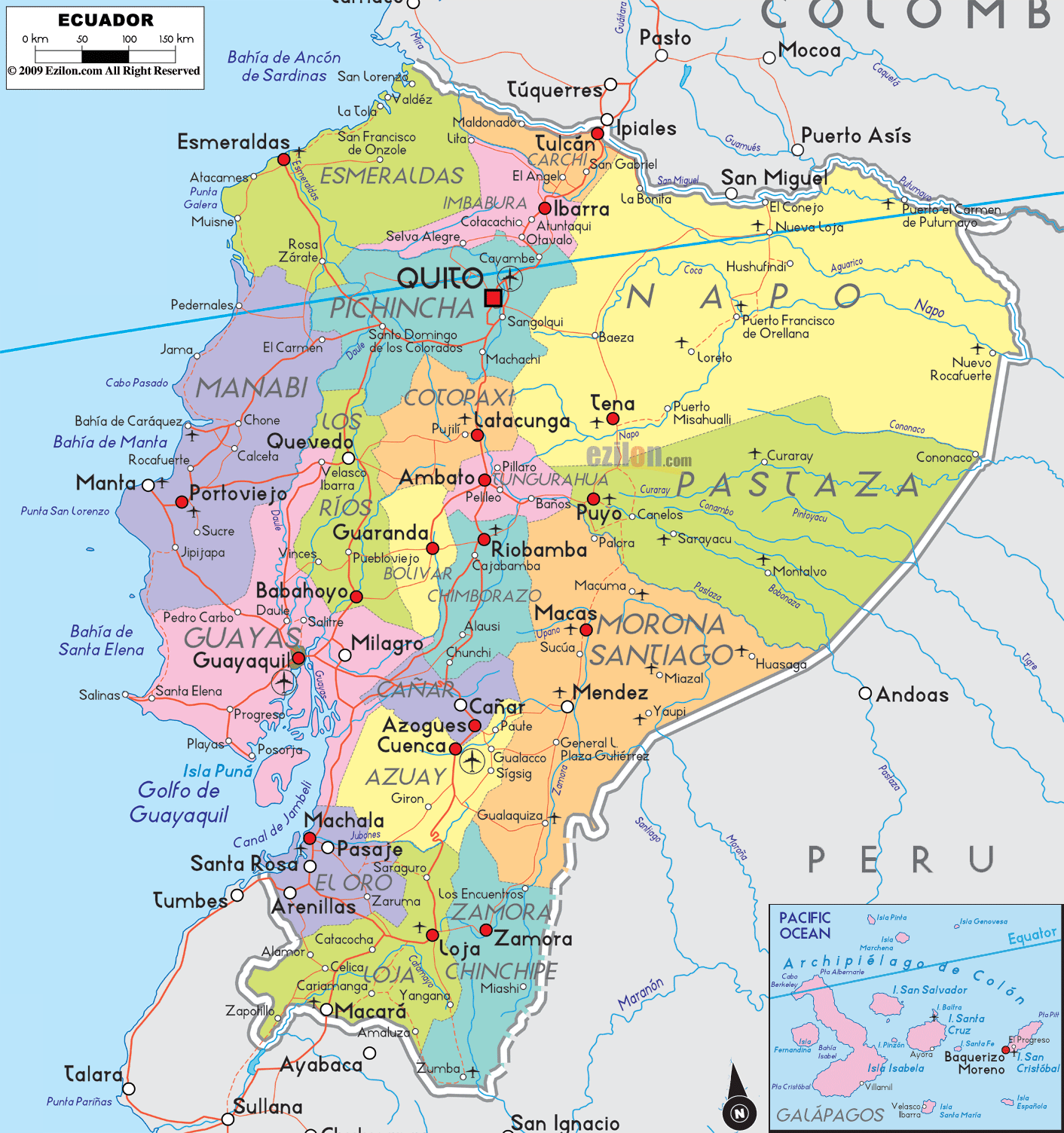 Mapa Del Ecuador Político Físico Regiones Provincias Capitales