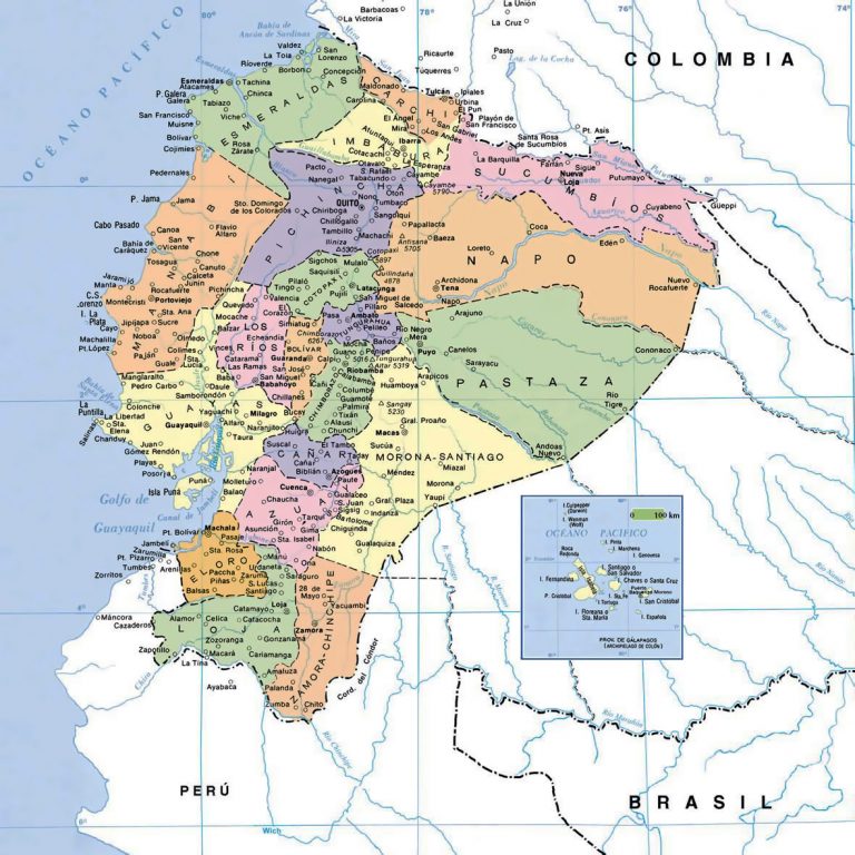 Mapa Del Ecuador Político Físico Regiones Provincias Capitales 