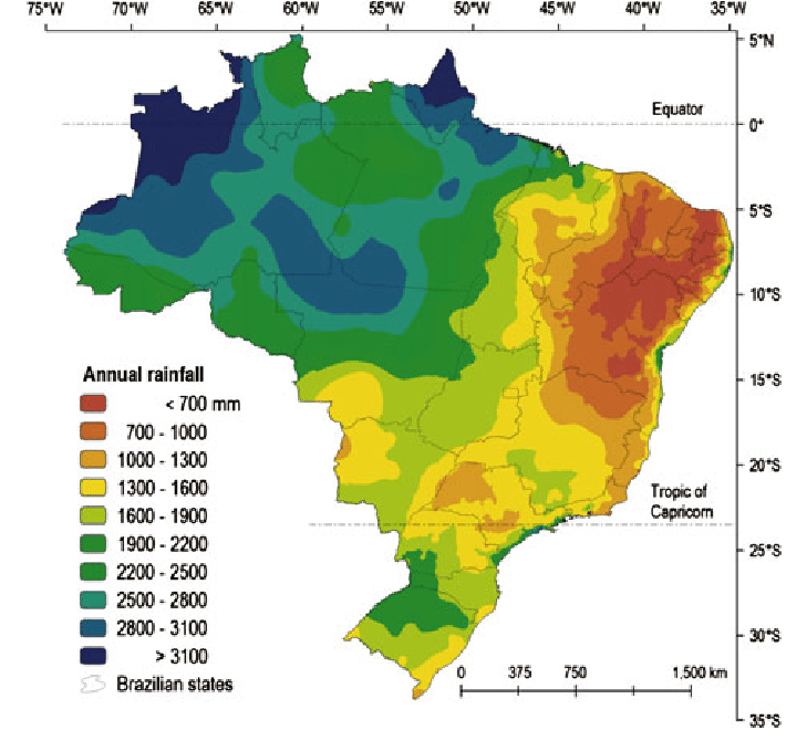 Бразилия температура января и июля количество осадков