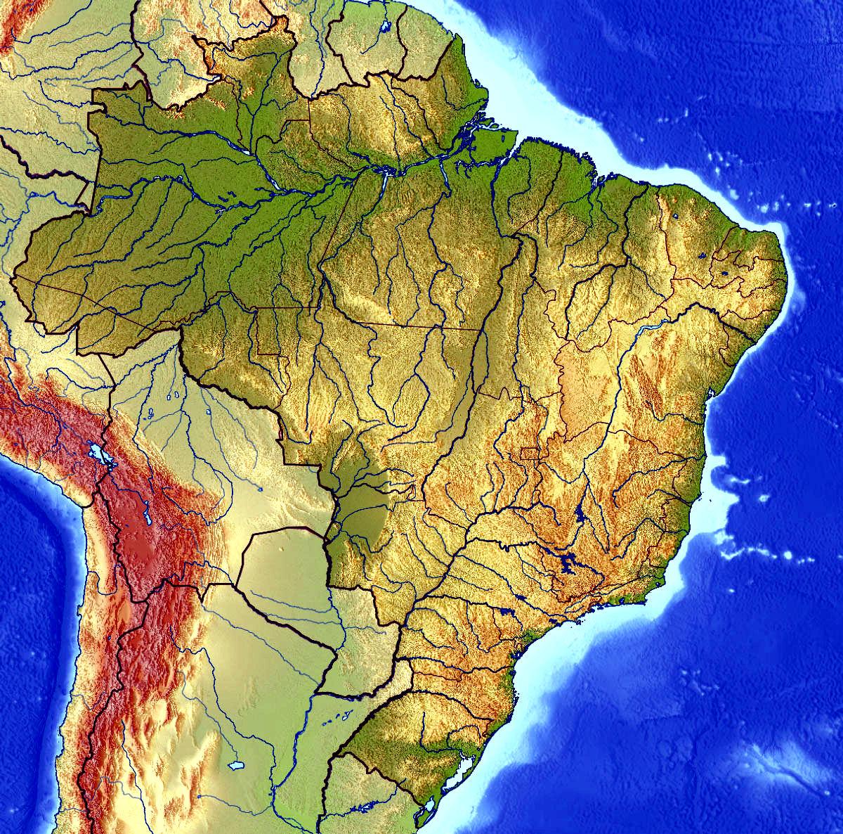 Особенности рельефа бразилии максимальные высоты