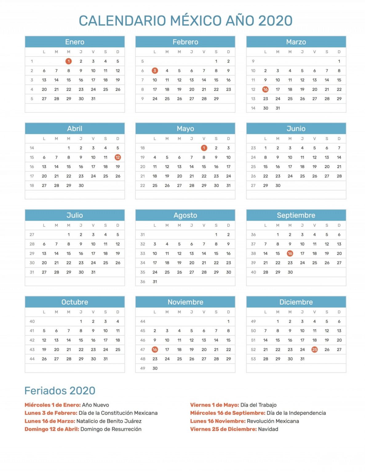 Calendario 2020 Gratis Para Descargar E Imprimir Días Festivos 2020 Imágenes Totales 9080