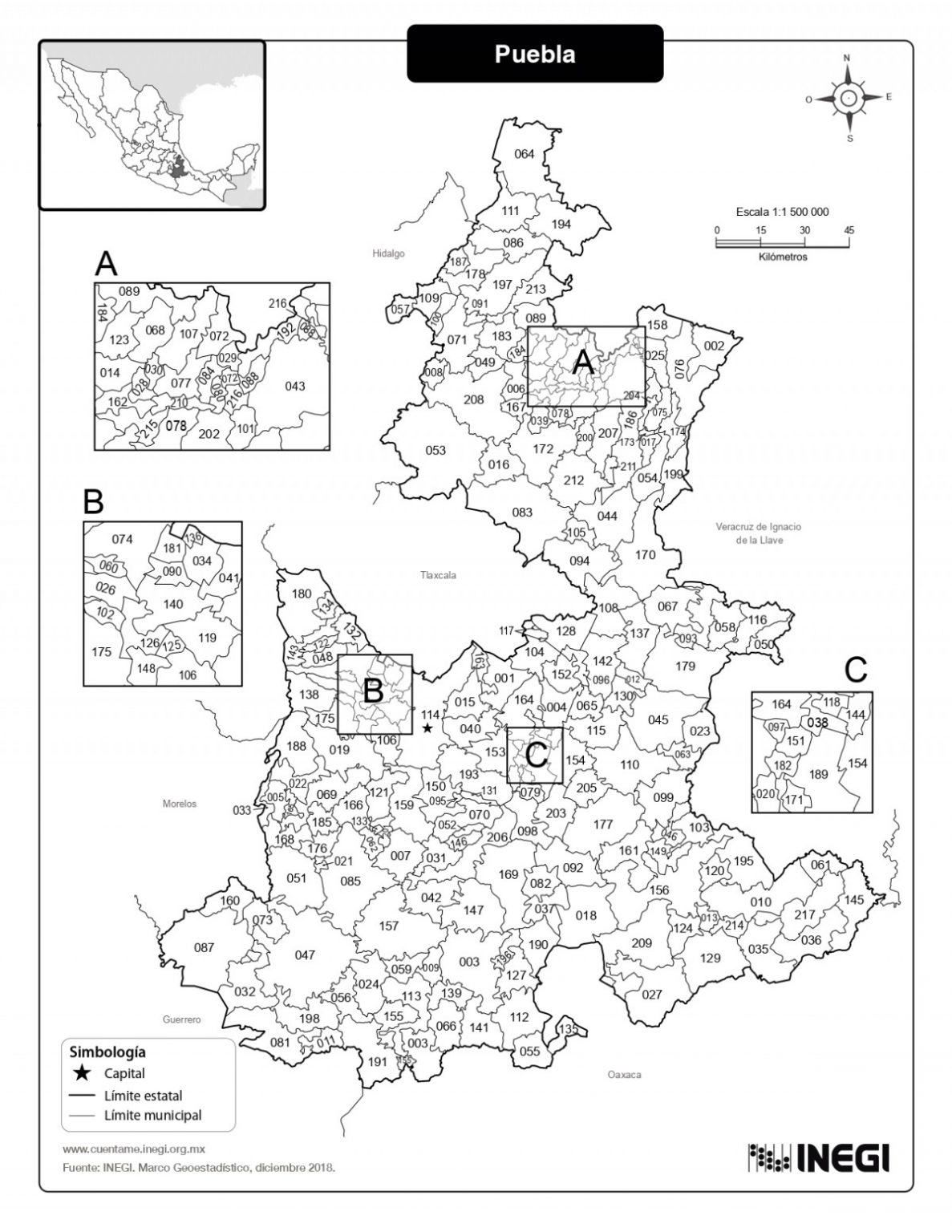 Mapa Del Estado De Puebla Con Municipios Mapas Para Descargar E