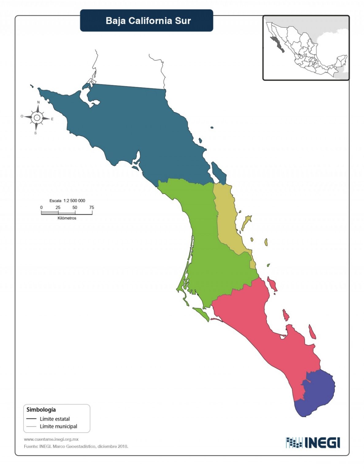 Mapa Del Estado De Baja California Sur Con Municipios Mapas Para