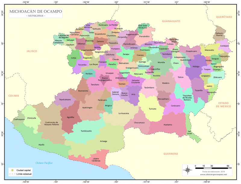 Mapa del Estado de Sinaloa con Municipios >> Mapas para Descargar e