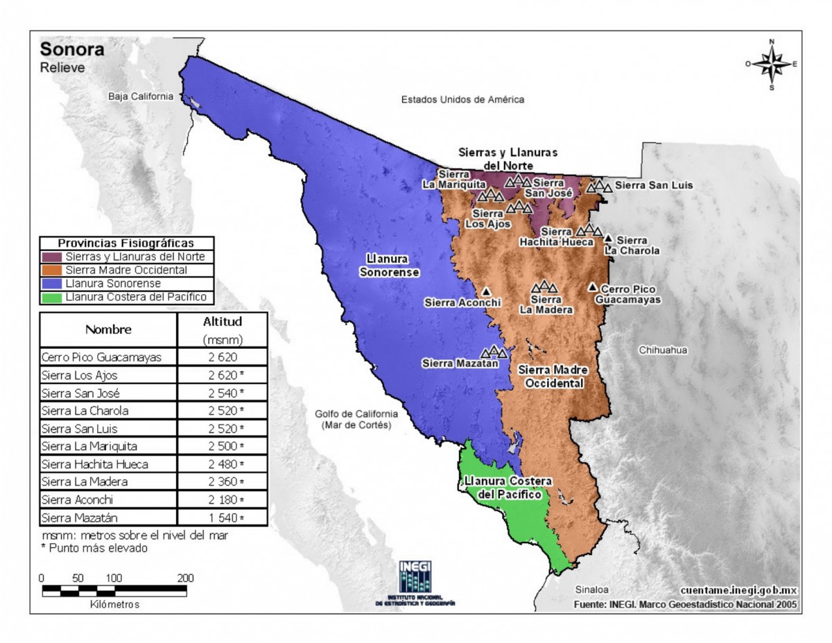Mapa del Estado de Sonora con Municipios >> Mapas para Descargar e