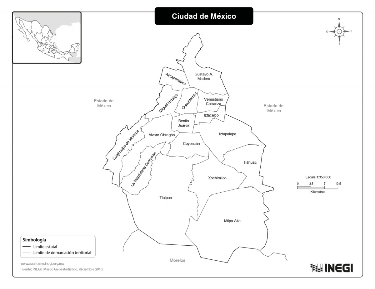 mapa de ciudad de méxico (cdmx) con municipios >> mapas
