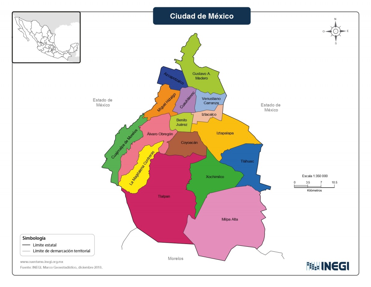 Mapa de Ciudad de México (CDMX) con Municipios >> Mapas ...