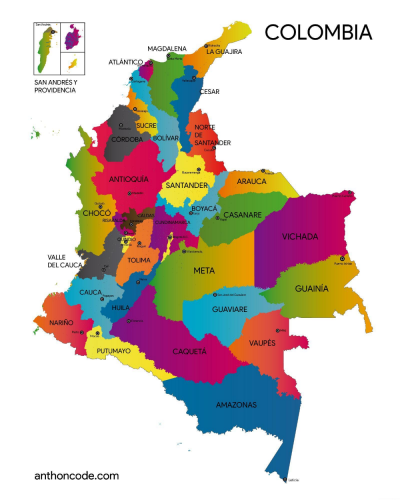 Mapas De COLOMBIA Con Nombres, Departamentos, Capitales, Carreteras ...