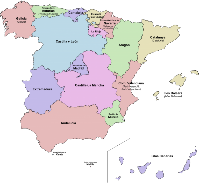 Mapa De España Político Provincias Comunidades Relieve Para