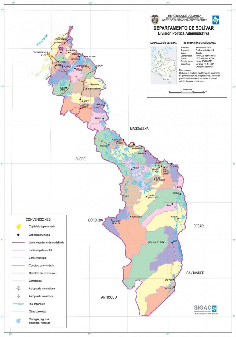 Mapa Del Departamento De Bolivar Colombia 9584 800x1141 
