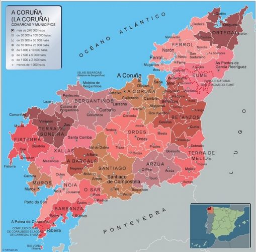 Mapa Y Municipios Provincia De La Coru A Mapas Espa A Descargar E Imprimir